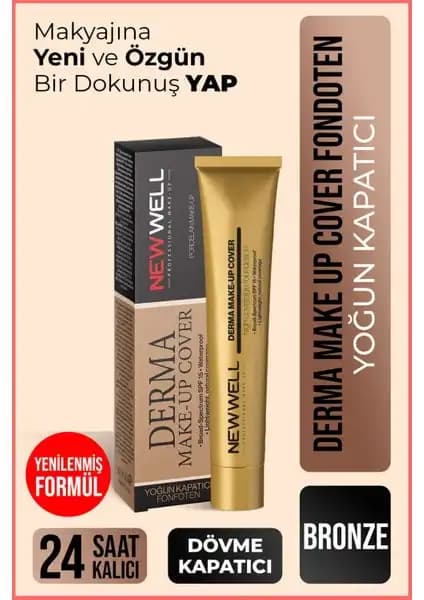New Well Derma Makeup Cover Yoğun Kapatıcı Fondöten 02 Bronze Gelişmiş Kusur Gizleme ve Güneş Koruma Özelliği ile