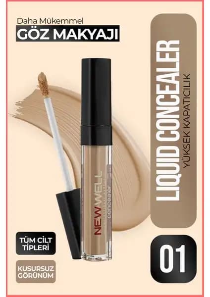 New Well Liquid Concealer 01 Günlük ve Profesyonel Makyaj İçin Yüksek Kapatıcılık Sağlayan Ürün