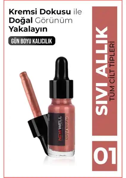 New Well Sıvı Allık (Sedefli) NO01: Doğal ve Işıltılı Makyaj İçin Çok Yönlü Ürün