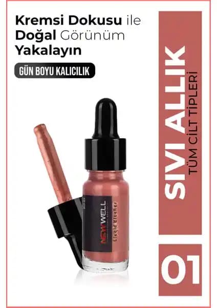 New Well Sıvı Allık (Sedefli) NO01: Doğal ve Işıltılı Makyaj İçin Çok Yönlü Ürün