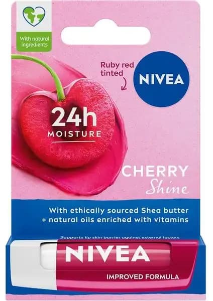 Nivea Kiraz Kokulu Dudak Bakım Kremi ve Parlatıcısı Günlük Nemlendirme ve Doğal Renk Sağlar