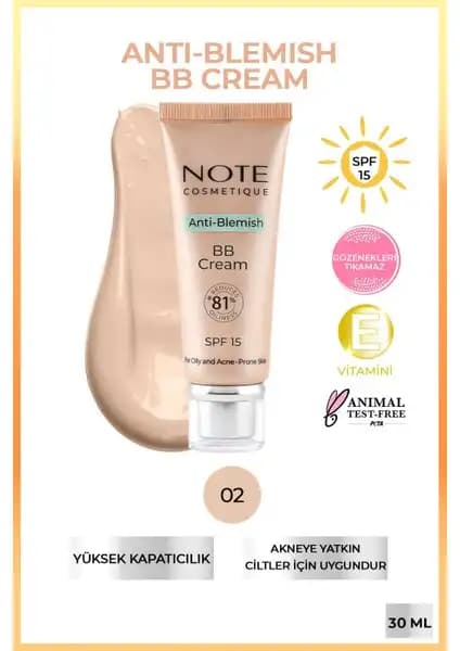 Note Cosmetics Anti-Blemish BB Krem Akneye Yatkın ve Yağlı Ciltler İçin Günlük Kullanım Uygun