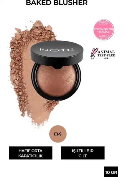 Note Cosmetics Baked Blusher Işıltılı Doğal Allık 04 Deeply Bronze Günlük Kullanım