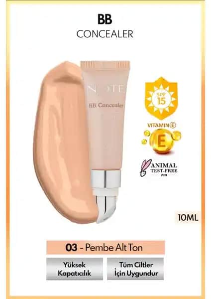 Note Cosmetics BB Concealer SPF 15 ile doğal ve yüksek kapatıcılık sağlayan göz altı kapatıcısı