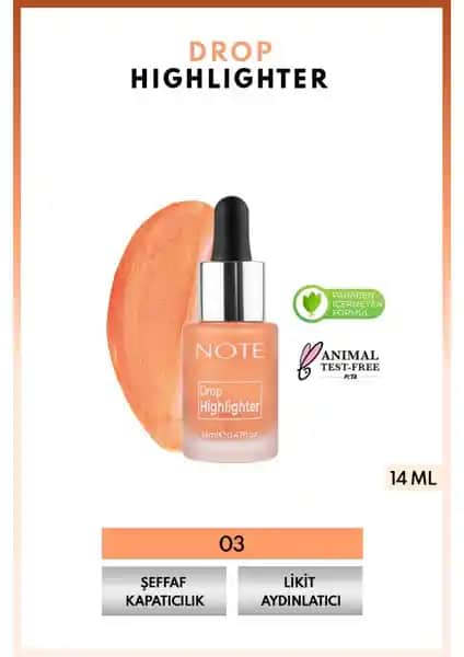 Note Cosmetics Drop Highlighter Likit Aydınlatıcı ile Doğal ve Parlak Bir Cilt Sağlayın