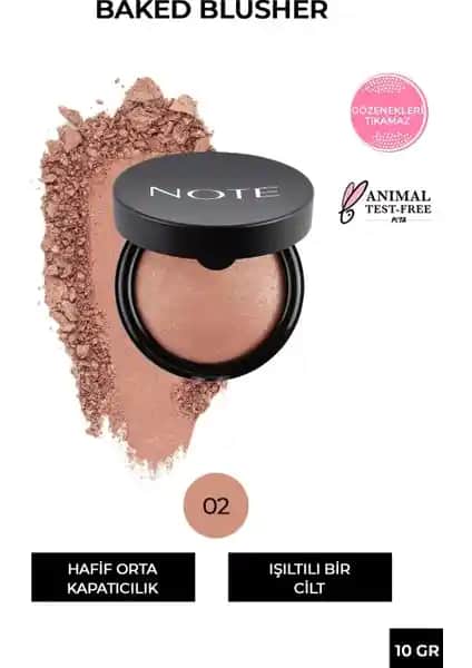 Note Cosmetics Fırınlanmış Baked Blusher 02 Vintage Pink Doğal ve Işıltılı Görünüm Sağlar