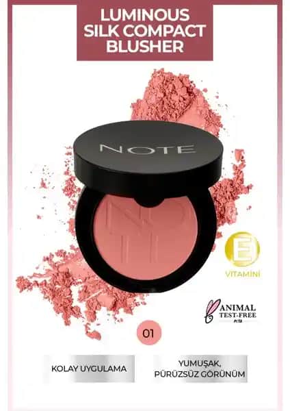 Note Cosmetics Luminous Silk Compact Blusher 01 Pinky Beach - Doğal ve Canlı Makyaj İçin Uygun