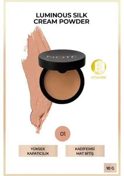 Note Cosmetics Luminous Silk Cream Powder: Yüksek Kapatıcılık ve Doğal Mat Bitiriş Sağlayan Makyaj Ürünü