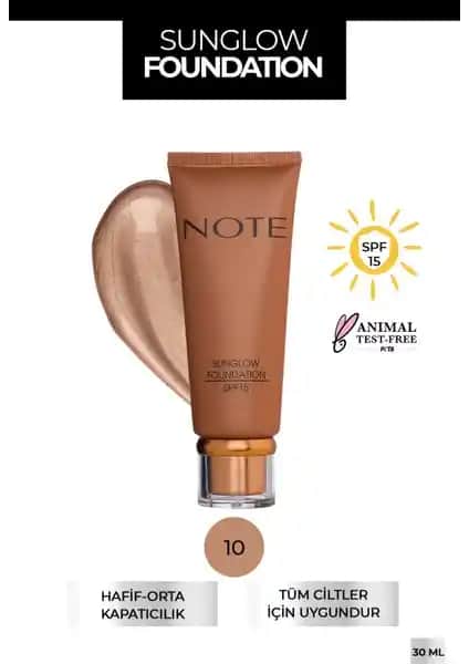 Note Cosmetics Sunglow Foundation SPF 15 ile doğal ve ışıltılı bronz görünüm elde edin