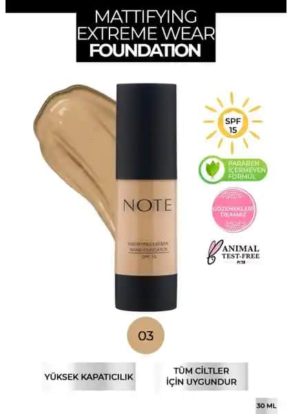 Note Cosmetics Yoğun Kapatıcı Mat Bitişli Fondöten Günlük Kullanım İçin Uygun ve Güvenilir