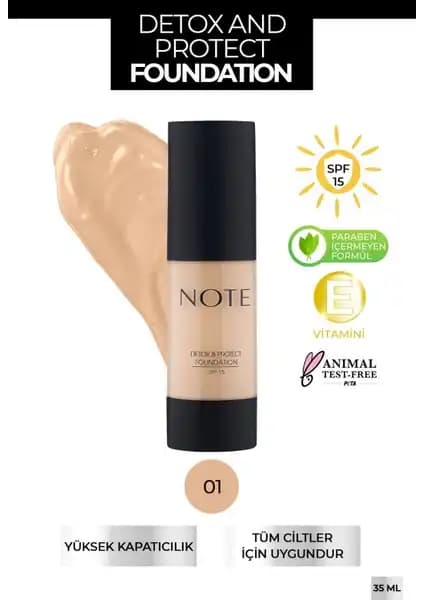 Note Detox & Protect Fondöten: Doğal Görünüm Sunan ve Cildi Koruyan Yüksek Kaliteli Makyaj Ürünü