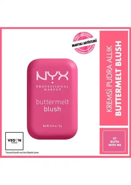 NYX Buttermelt Blush Kremsi Pembe Allık Yüksek Pigmentasyon ve Uzun Süre Kalıcılık