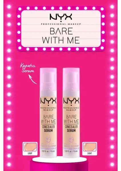 NYX Professional Makeup 2'li Bare With Me Concealer Serum 02 Light Doğal ve Yüksek Kapatıcılık Sağlar