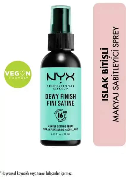 NYX Professional Makeup Makyaj Sabitleyici Sprey Dewy Finish - Gün Boyu Parlak ve Nemli Görünüm