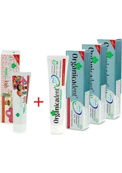 Organicadent 1 Doğal Çocuk ve Üç Doğal Diş Macunu Paketi - Güvenli ve Doğal Diş Bakımı Çözümü