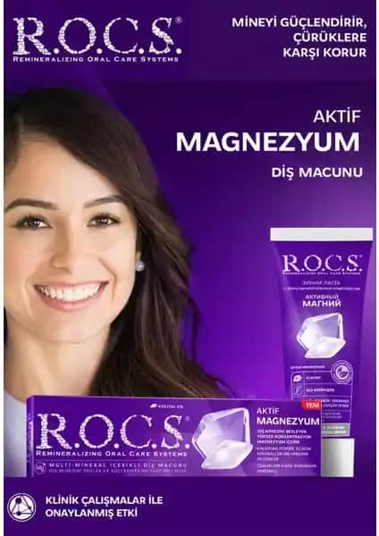 R.O.C.S. Aktif Magnezyum Diş Macunu Günlük Kullanım İçin Güçlendirici ve Doğal Bakım