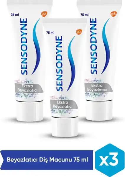 Sensodyne Diş Macunu 75ML x 3'lü Paket Beyazlatıcı ve Hassasiyet Karşıtı Güçlü Formül