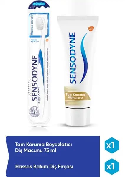 Sensodyne Güvenilir Diş Bakım Seti: Beyazlatıcı Macun ve Yumuşak Fırça