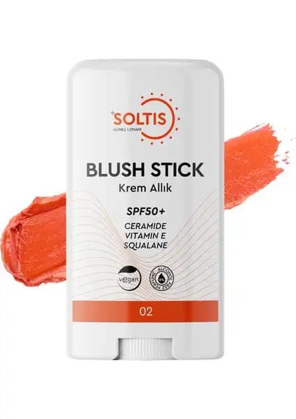 Soltis Nemlendirici Stick Allık SPF50+ Şeftali Tonu - Günlük Kullanım İçin Pratik ve Doğal Görünüm