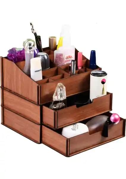 Turuncupanda Ahşap Makyaj Organizer: Şık ve Fonksiyonel Depolama Çözümü