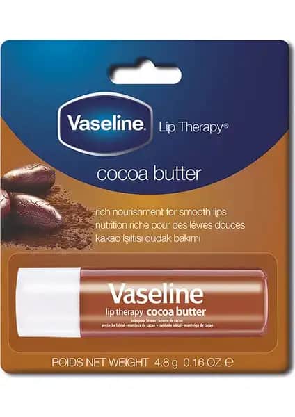 Vaseline Cocoa Butter Dudak Balmı: Nemlendirici ve Yumuşatıcı Doğal Dudak Bakımı Ürünü