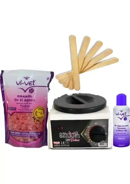 Vi-Vet Smooth Makine Vivet Boncuk İnci Ağda Pembe Seti - Hassas ve Etkili Ağda Çözümü