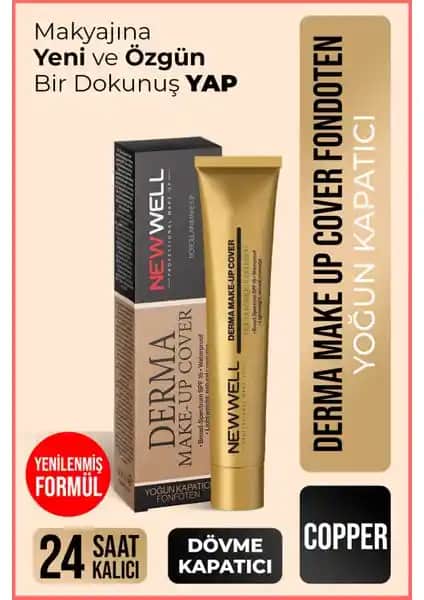 Yeni Well Derma Make-Up Cover Fondöten Copper Rengi Ciltte Mükemmel Kapama ve Doğal Görünüm