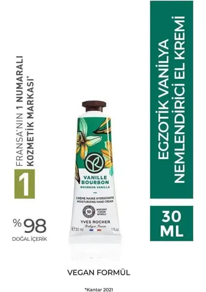 Yves Rocher Egzotik Vanilya ile Nemlendiren ve Besleyen El Kremi 30 ml