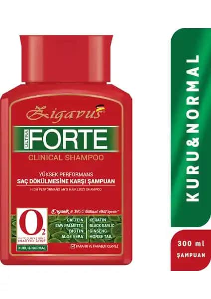 Zigavus Forte Ultra Clinical Şampuan Kuru ve Normal Saçlar İçin Güçlendirici ve Besleyici Bakım Ürünü