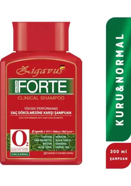 Zigavus Forte Ultra Clinical Şampuan Kuru ve Normal Saçlar İçin Güçlendirici ve Besleyici Bakım Ürünü