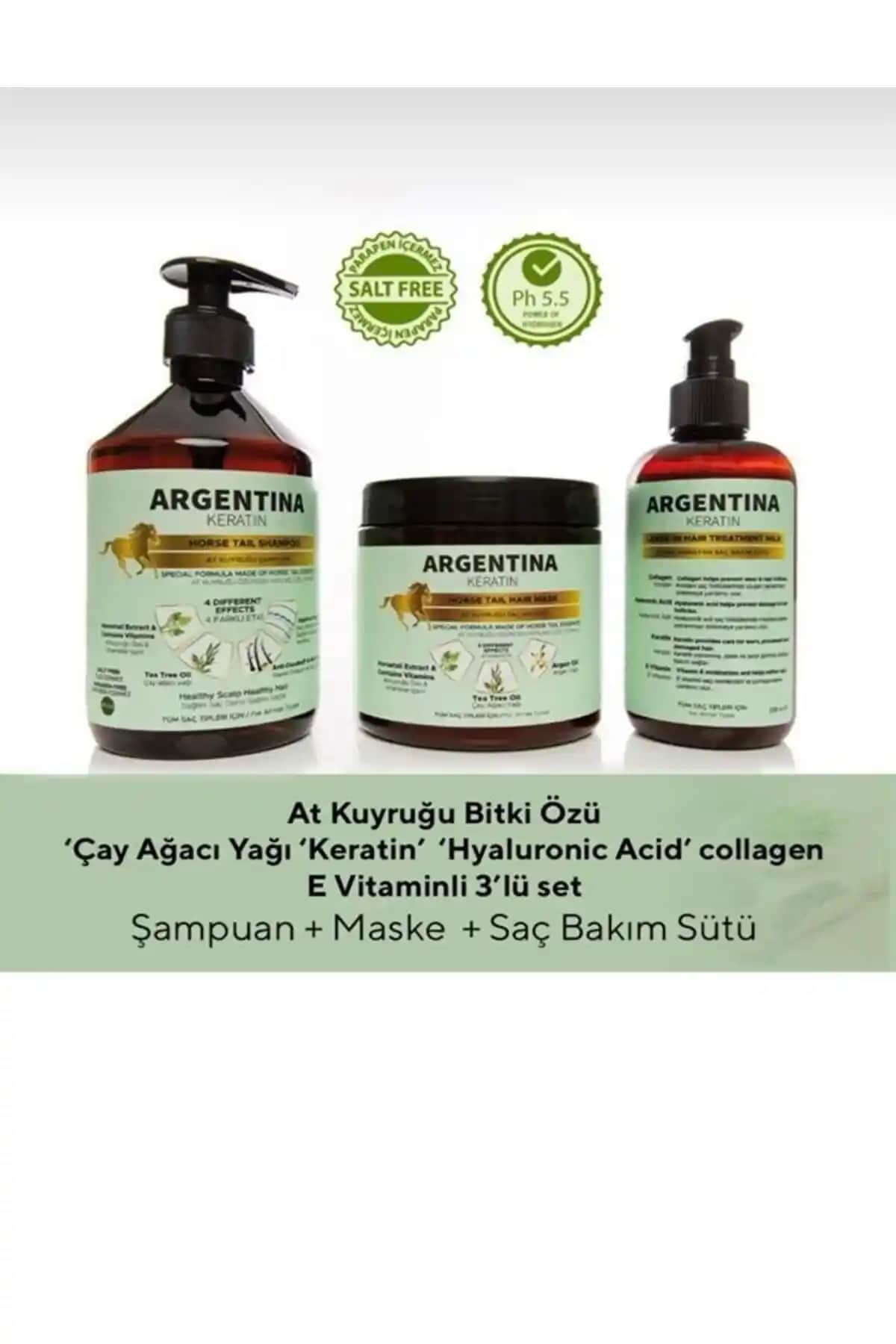Argentına Keratin ve Argan Yağlı 3'lü Saç Bakım Seti ile Sağlıklı ve Parlak Saçlar
