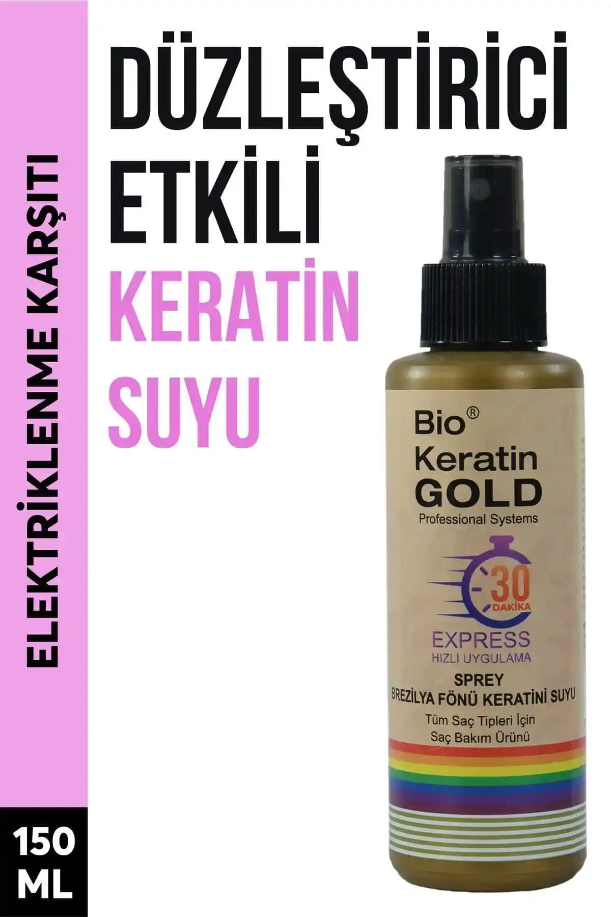Bio Keratin Gold Express Brezilya Fönü Keratini Suyu Saç Düzleştirme ve Parlaklık Sağlayan Ürün
