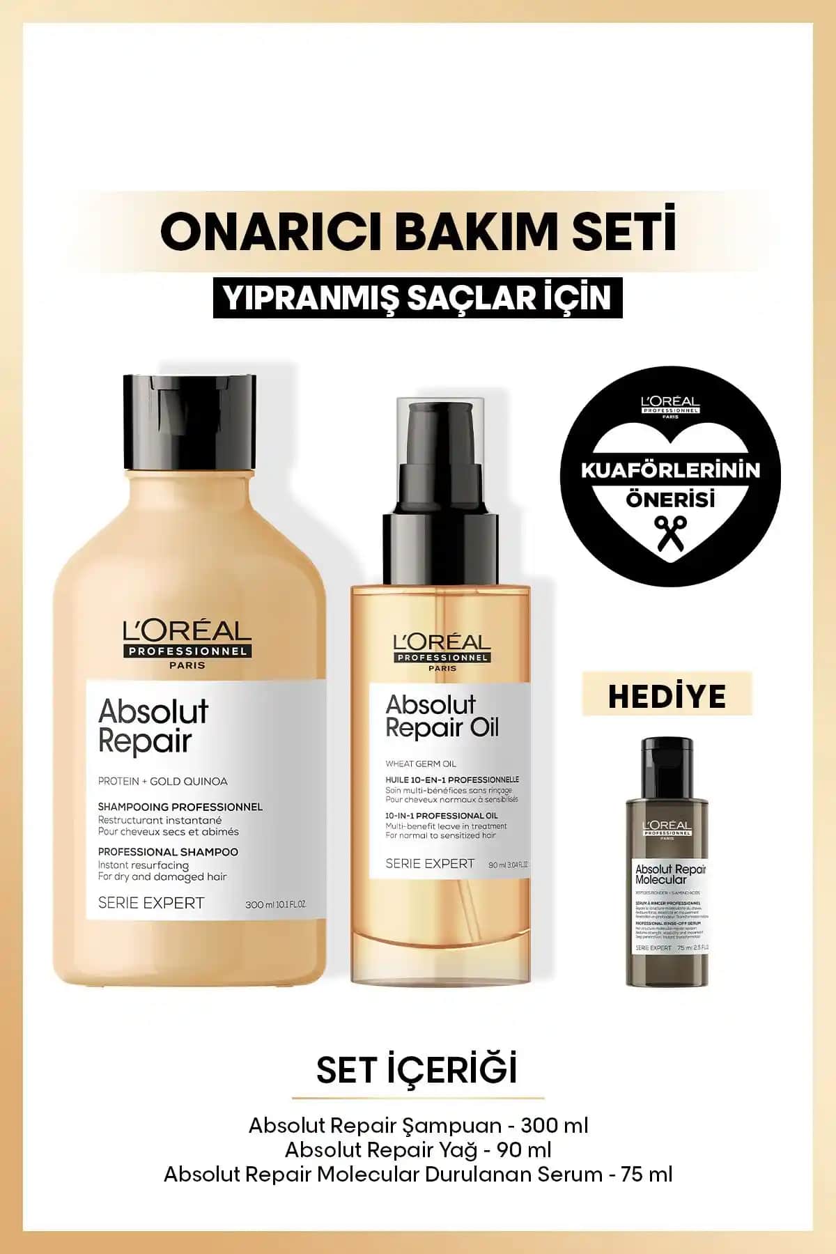 L'oreal Professionnel Seri Uzman Absolut Onarıcı Bakım Seti Saç Güçlendirme ve Parlaklık Sağlar