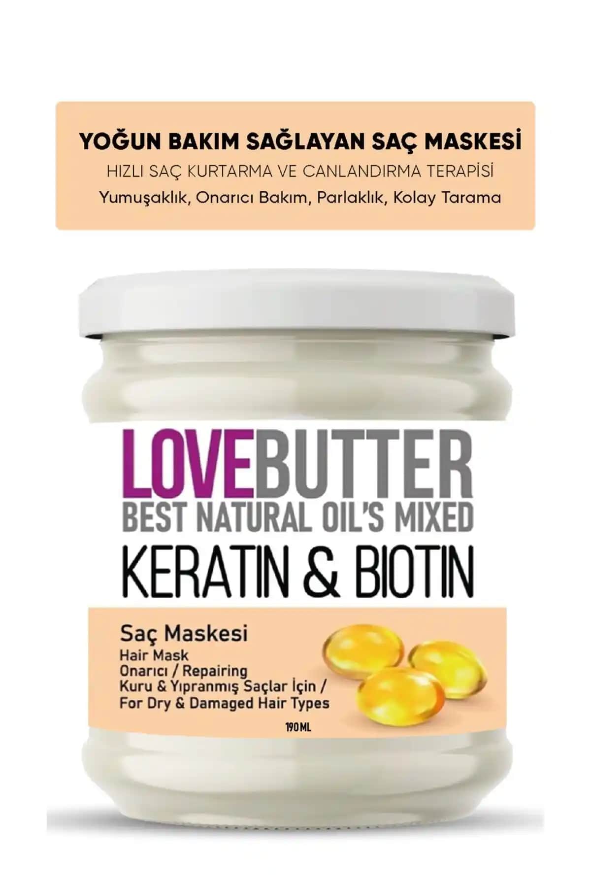LOVE BUTTER Keratin ve Biotin İçeren Saç Maskesi ile Saçlarınızı Güçlendirin ve Onarın