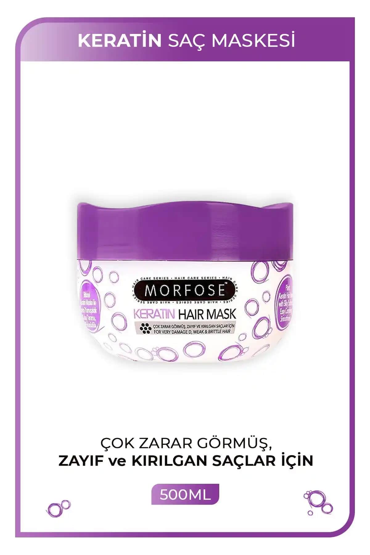 Morfose Keratin Saç Maskesi 500 ml ile Güçlü ve Parlak Saçlar İçin Etkili Bakım Çözümü