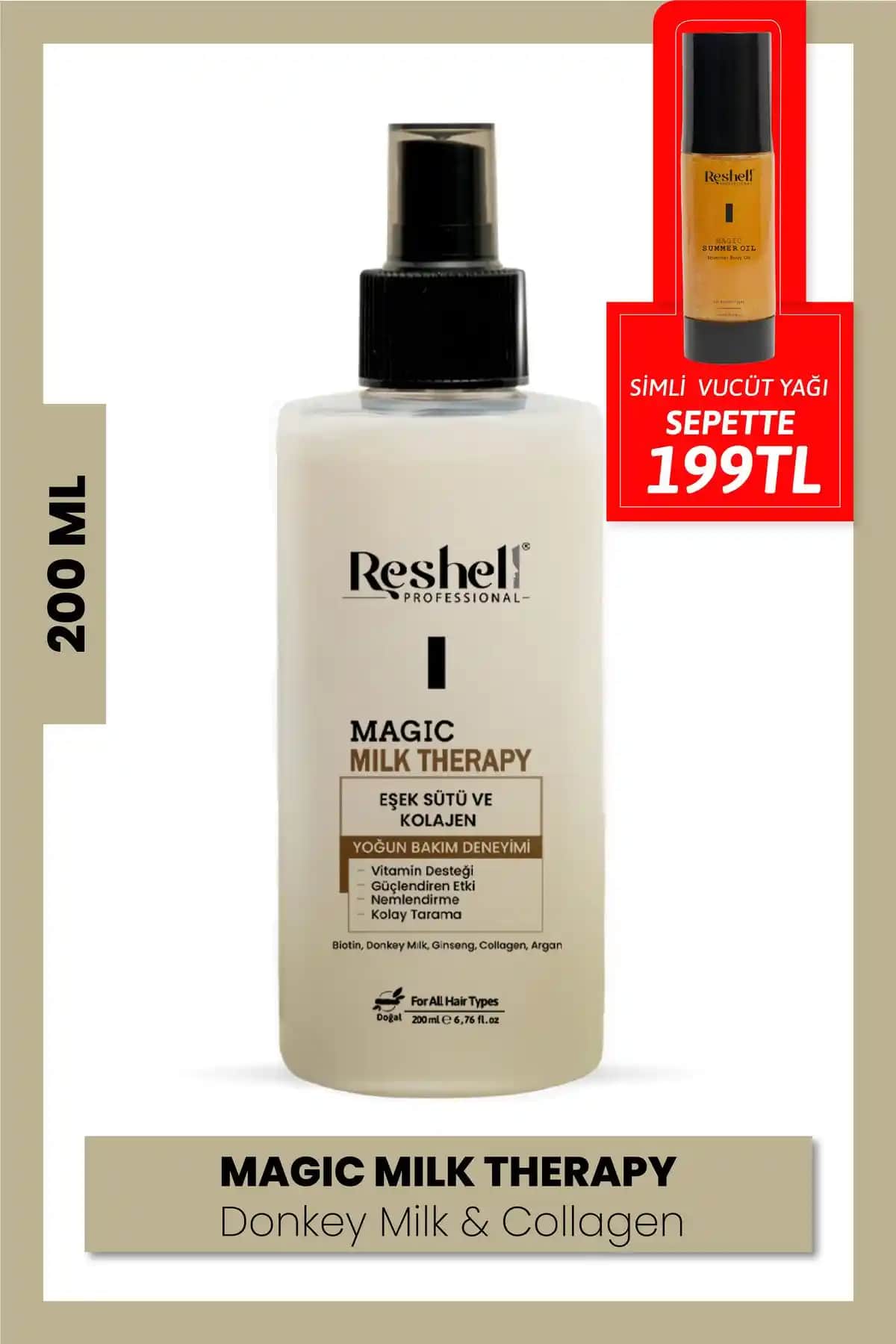 Reshell Magic Milk Therapy Saç Bakım Sütü Kolajen ve Eşek Sütü ile Güçlendirici ve Parlaklık Sağlayan Formül