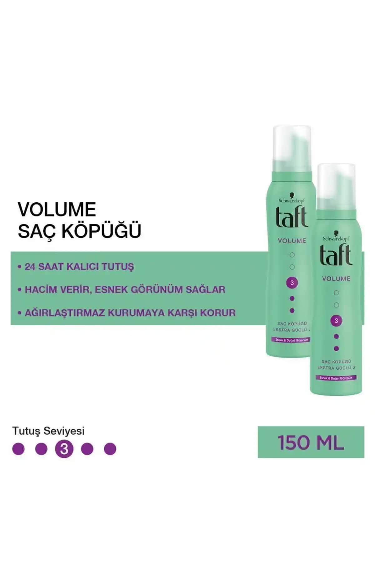 Taft True Volume Saç Köpüğü 150ml ile Doğal Hacim ve Dolgunluk Sağlayın