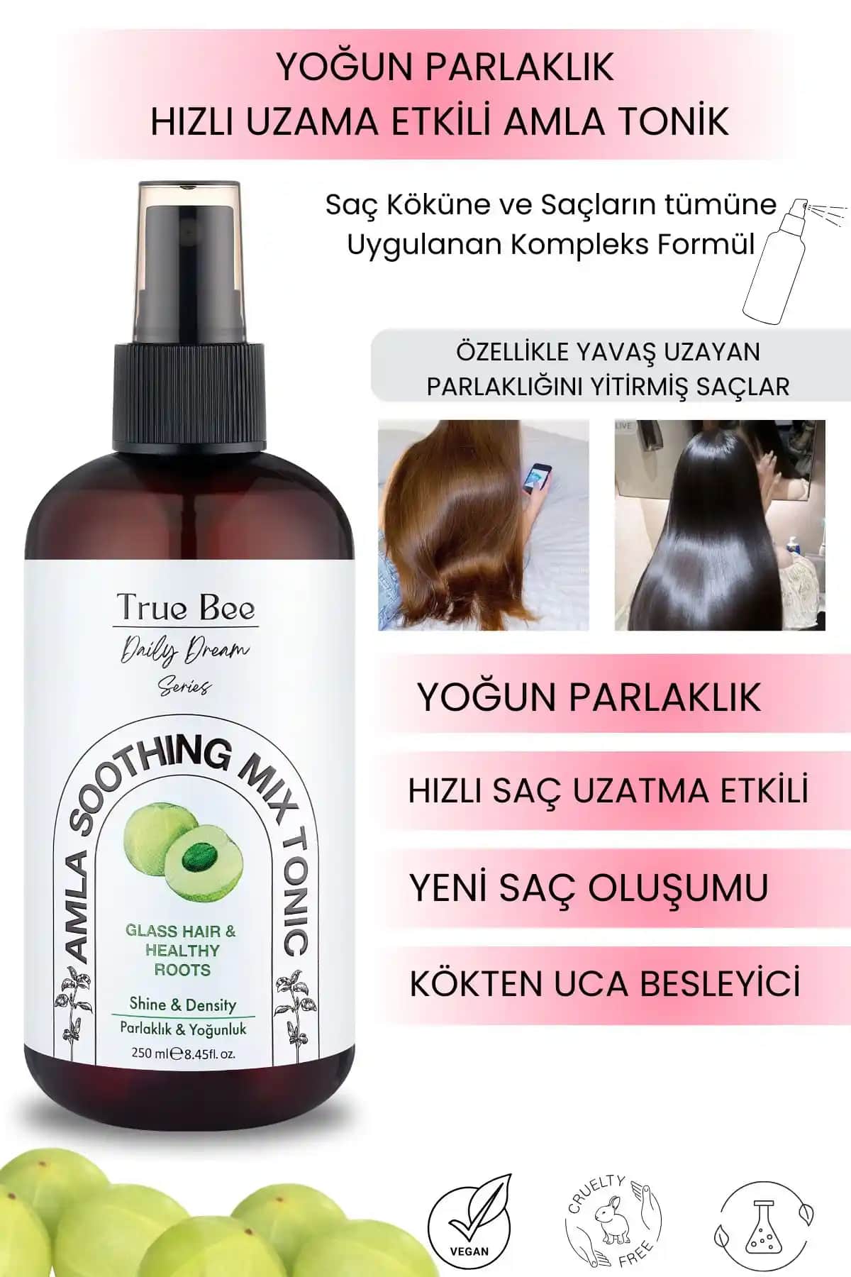 True Bee Daily Dream Serisi Amla Tonik ile Saç Sağlığını Destekleyen Doğal Bakım Ürünü