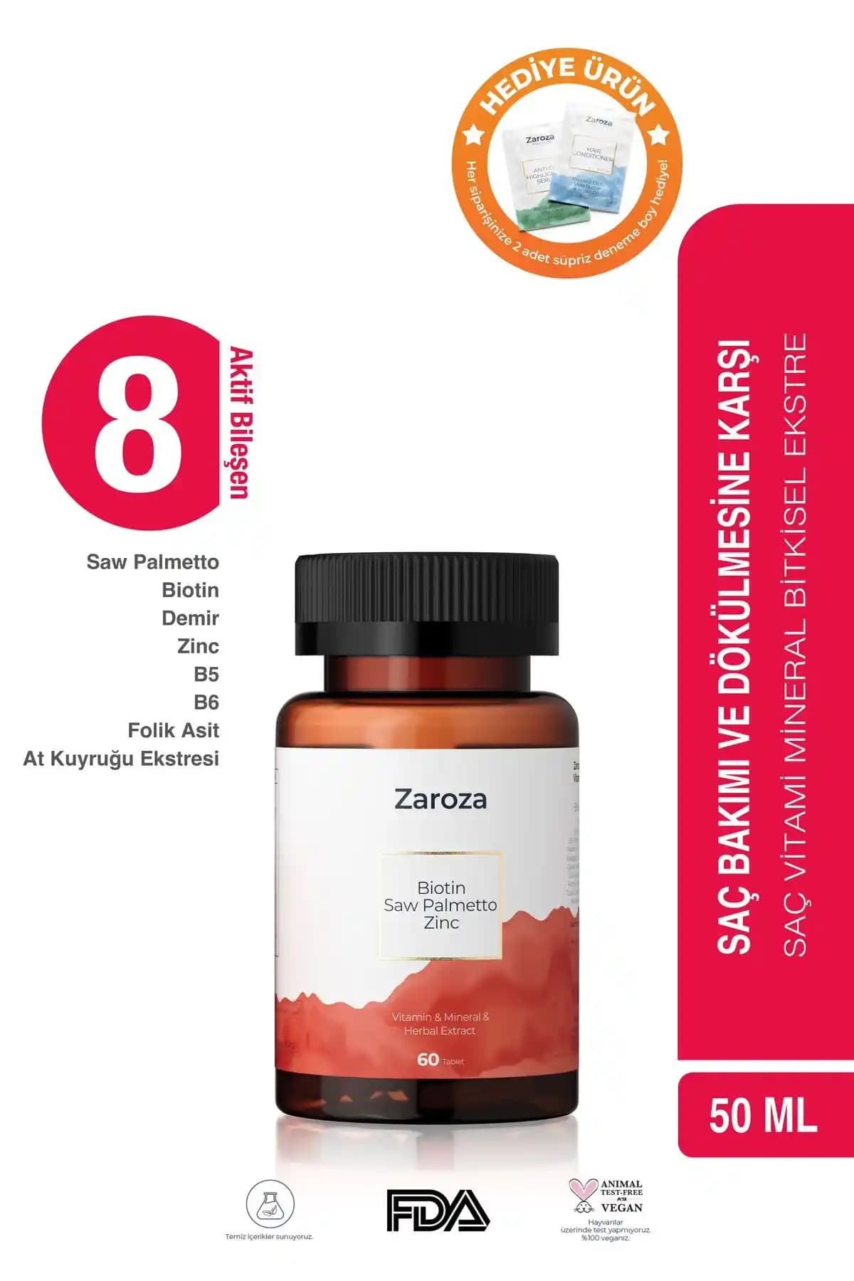 ZAROZA Saç Bakımı ve Dökülmeye Karşı Saç Vitamini: Doğal ve Güçlendirici Çözüm