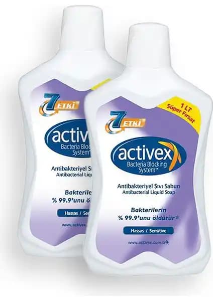 Activex Antibakteriyel Hassas Ciltler İçin Sıvı Sabun 2'li Paket, Hijyen ve Bakım Sağlar