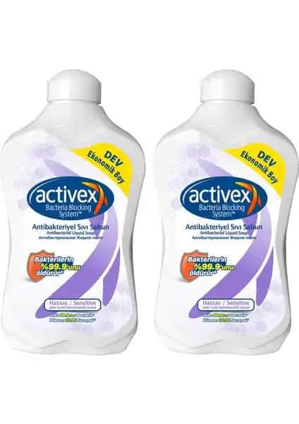 Activex Hassas Antibakteriyel Sıvı Sabun 2x1,5 lt ile hijyen ve konforun birleşimi