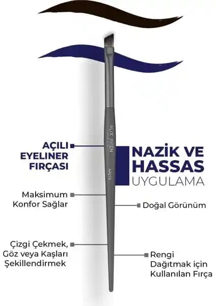 Alix Avien Açılı Eyeliner Fırçası AA214 ile Profesyonel Göz ve Kaş Makyajı