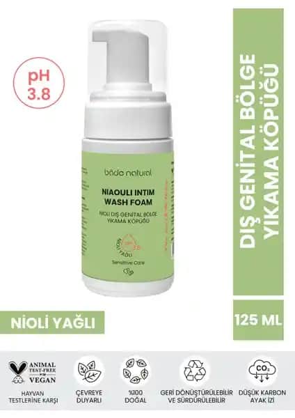 Bade Natural Nioli Yağlı Dış Genital Bölge Yıkama Köpüğü Doğal ve Hassas Ciltler İçin Güvenilir Temizlik Ürünü