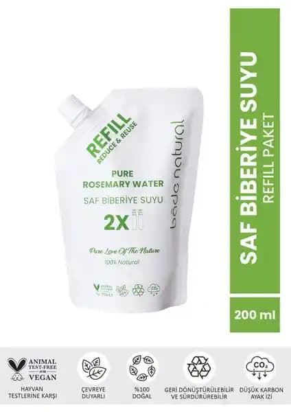 Bade Natural Refill Biberiye Suyu ile Doğal Saç Güçlendirme ve Dökülme Kontrolü