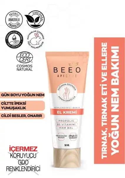 BEE'O Apicare El Kremi Doğal İçeriklerle Güçlü ve Nemlendirici El Bakımı