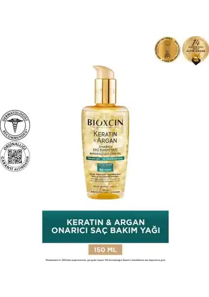 Bioxcin Keratin Argan Onarıcı Saç Bakım Yağı Yıpranmış Saçlar İçin Güçlendirici ve Nemlendirici Çözüm