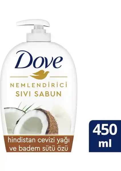 Dove Nemlendirici Sıvı Sabun Hindistan Cevizi Yağı ve Badem Sütü ile Yükseklik ve Nem Sağlar