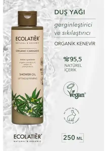 ECOLATIER Vegan Duş Yağı Organik Kenevir ile Doğal ve Etkili Cilt Temizliği ve Bakımı