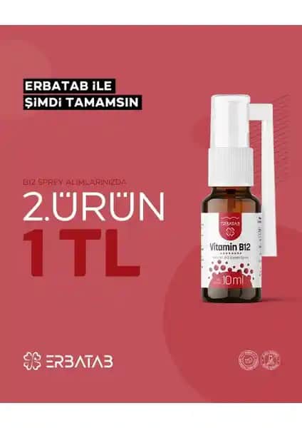 Erbatab Metilkobalamin B12 Sprey 10 ml: Hızlı Emilim ve Enerji Destekleyici Takviye
