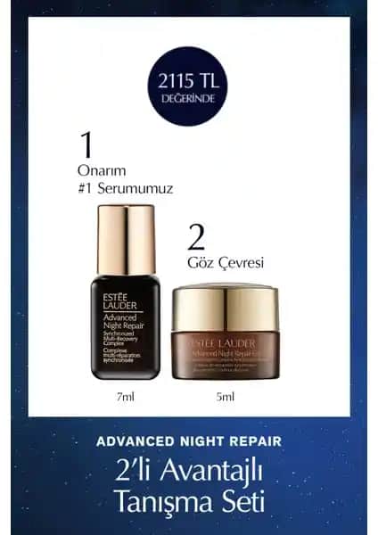 Estée Lauder Seyahat Boy Cilt Bakım Seti ile Gelişmiş Gece Serumu ve Göz Kremi Fırsatı